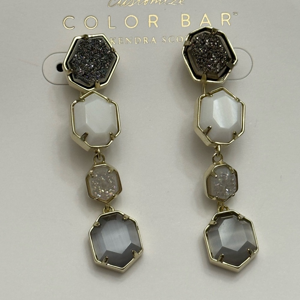 Kendra Scott Gold and White Hexagon Earrings